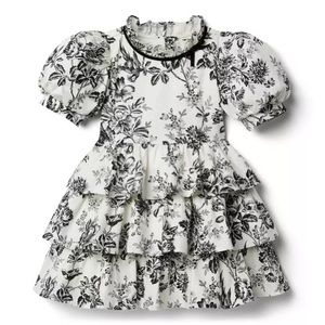 EUC JANIE AND JACK toile dress black and white dress size 5